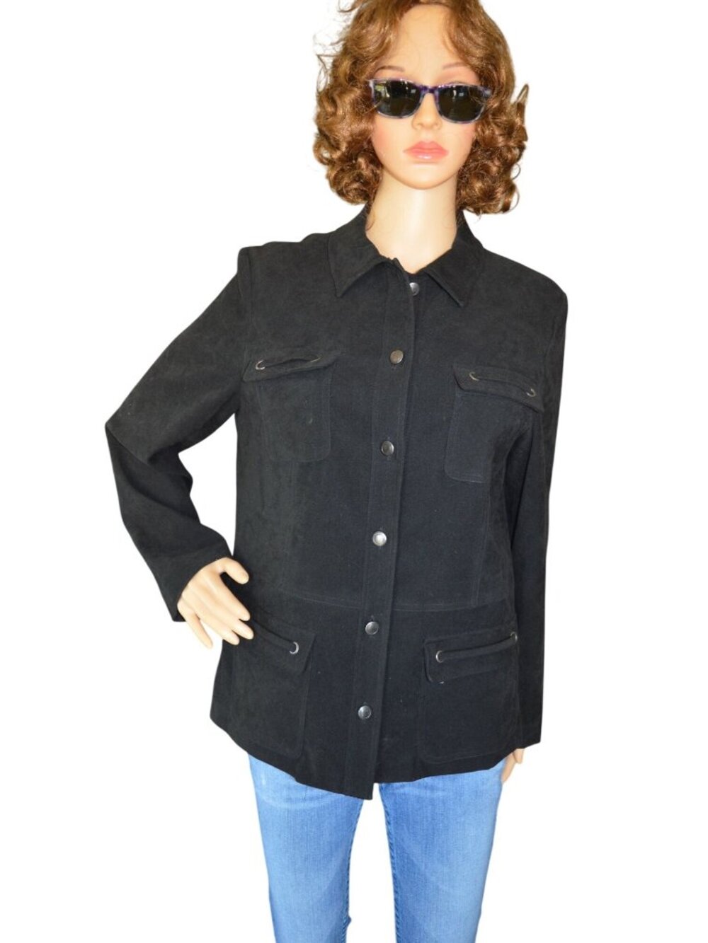 Vintage y2k JM Collection Women's Size 8 Black Button Front Stretch Jacket Casua